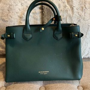 Hunter Green Burberry Tote Purse Used